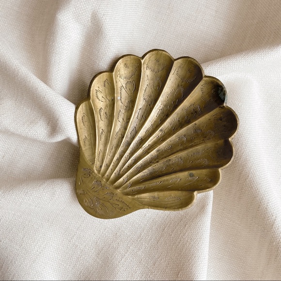 Other - Vintage Etched Brass Seashell Dish